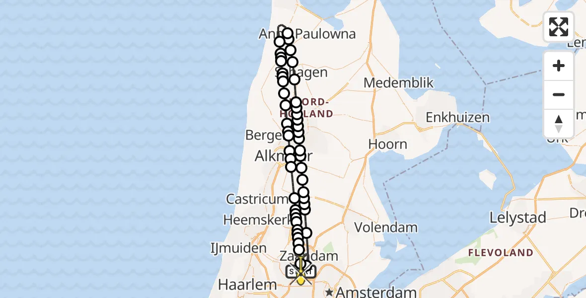 Routekaart van de vlucht: Lifeliner 1 naar Amsterdam Heliport, Lipariweg