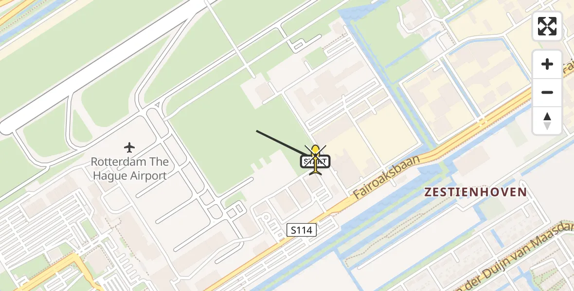 Routekaart van de vlucht: Lifeliner 2 naar Rotterdam The Hague Airport, Brandenburgbaan