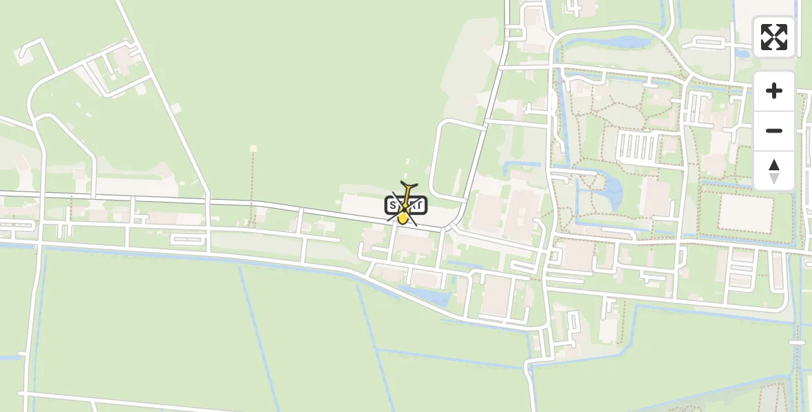 Routekaart van de vlucht: Ambulancehelikopter naar Vliegbasis Leeuwarden, Keegsdijkje