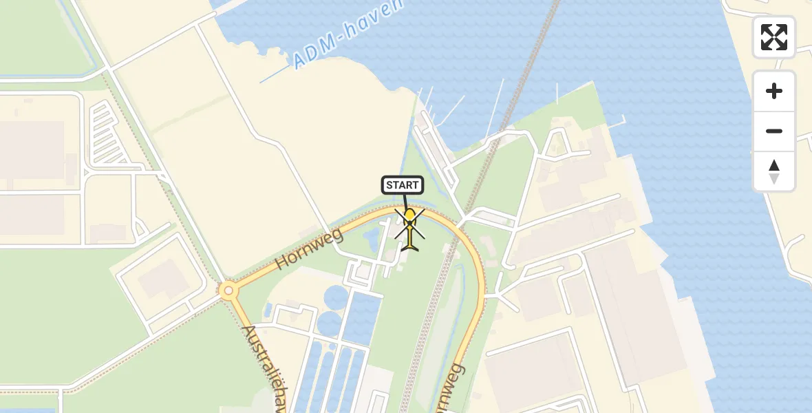 Routekaart van de vlucht: Lifeliner 1 naar Amsterdam Heliport, Hornweg