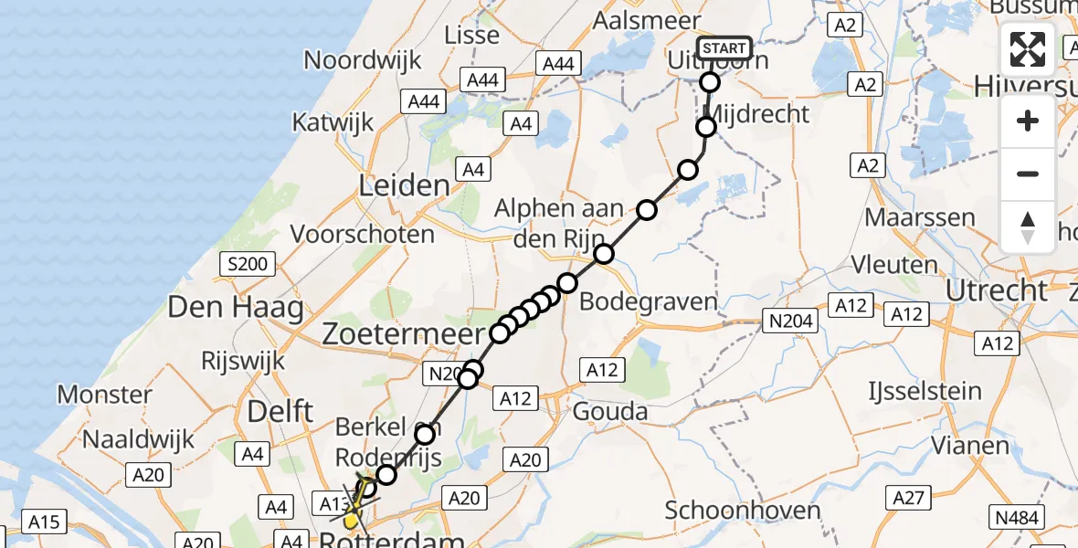 Routekaart van de vlucht: Lifeliner 2 naar Rotterdam The Hague Airport, Beellaan