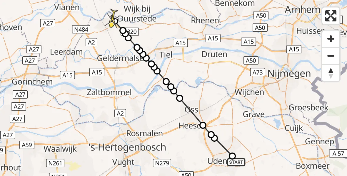 Routekaart van de vlucht: Lifeliner 3 naar Culemborg, Patersweg