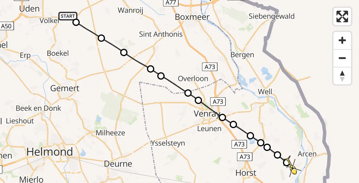 Routekaart van de vlucht: Lifeliner 3 naar Lottum, Boterbloemstraat