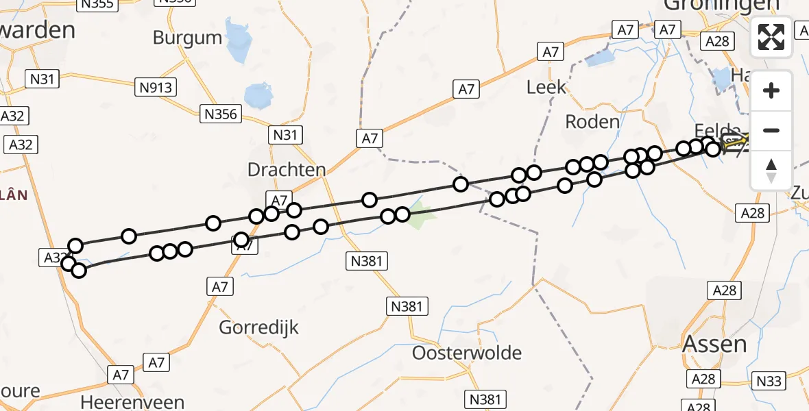 Routekaart van de vlucht: Lifeliner 4 naar Groningen Airport Eelde, Hoofdweg