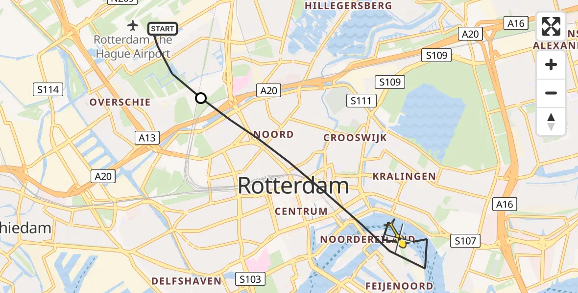 Routekaart van de vlucht: Lifeliner 2 naar Rotterdam, Terletpad