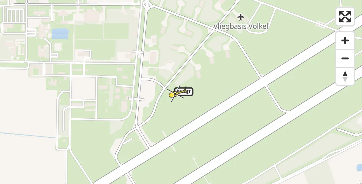 Routekaart van de vlucht: Politiehelikopter naar Vliegbasis Volkel, Zeelandsedijk