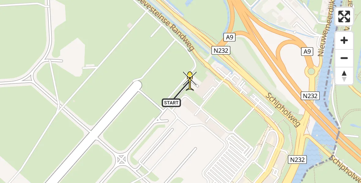 Vluchtroute Politiehelikopter van Schiphol naar Schiphol