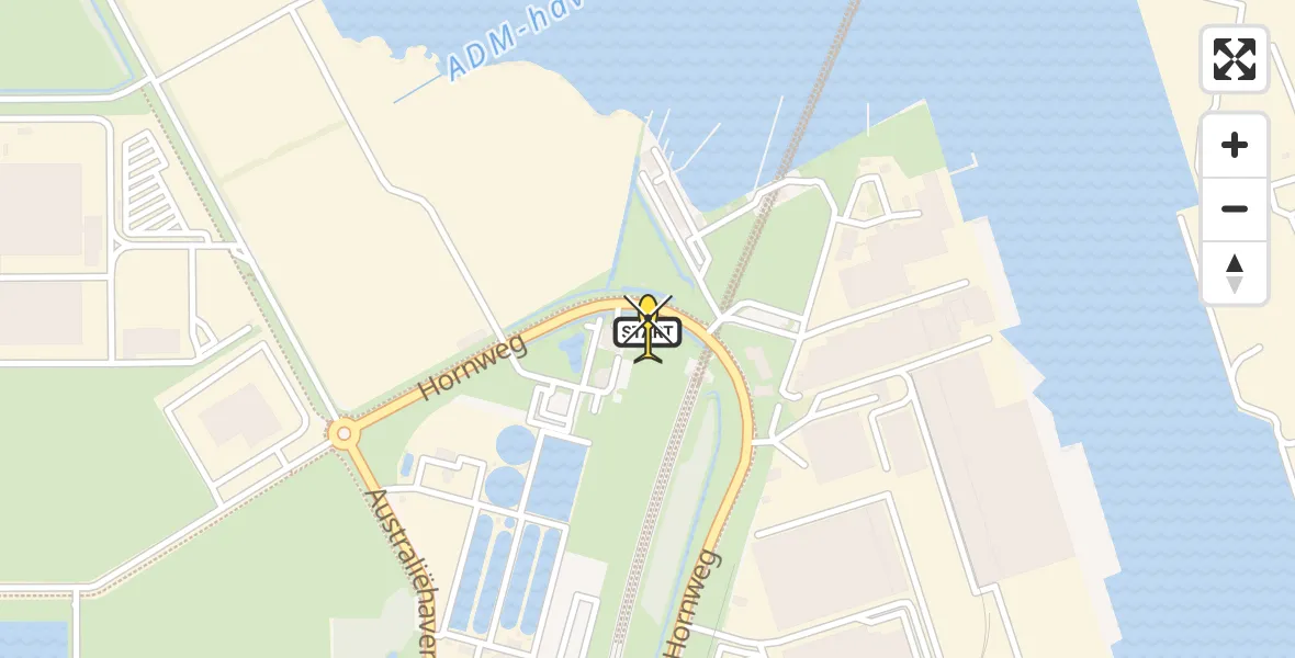 Routekaart van de vlucht: Lifeliner 1 naar Amsterdam Heliport, Hornweg