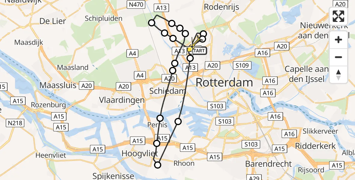 Routekaart van de vlucht: Lifeliner 2 naar Rotterdam The Hague Airport, Otterdijk