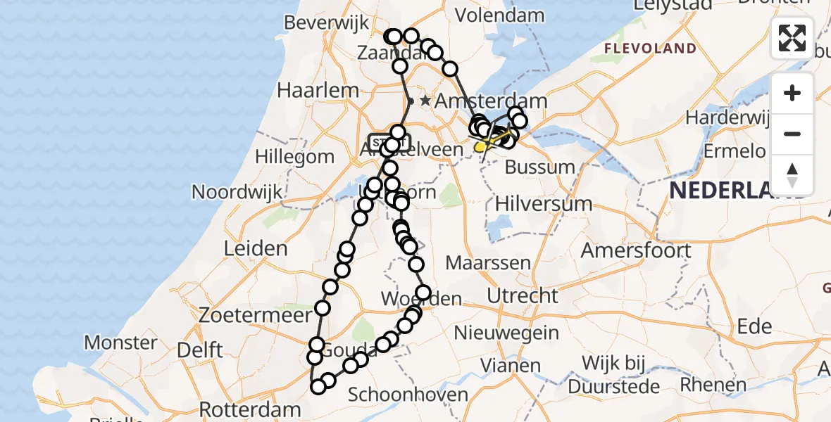 Routekaart van de vlucht: Politiehelikopter naar Weesp, Kemajoranstraat