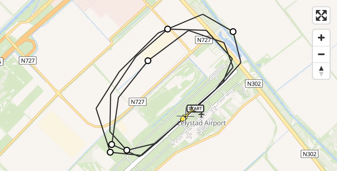 Routekaart van de vlucht: Politieheli naar Lelystad Airport, Talingweg