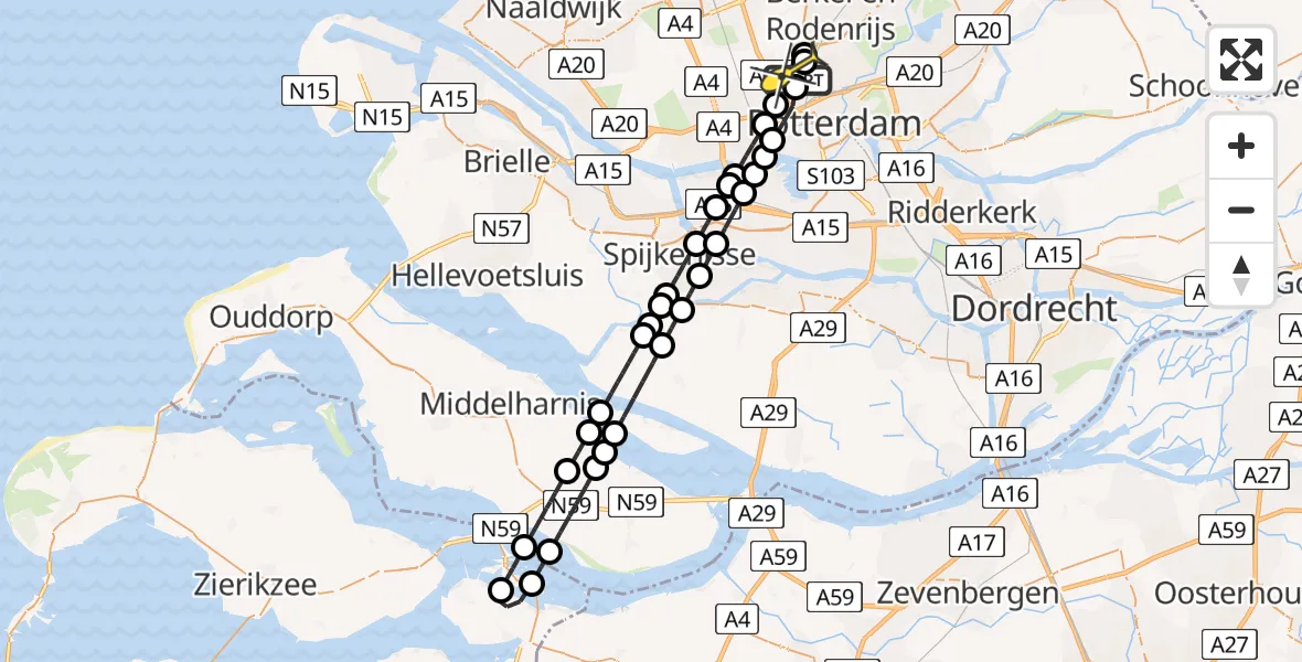 Routekaart van de vlucht: Lifeliner 2 naar Rotterdam The Hague Airport, Achterdijk
