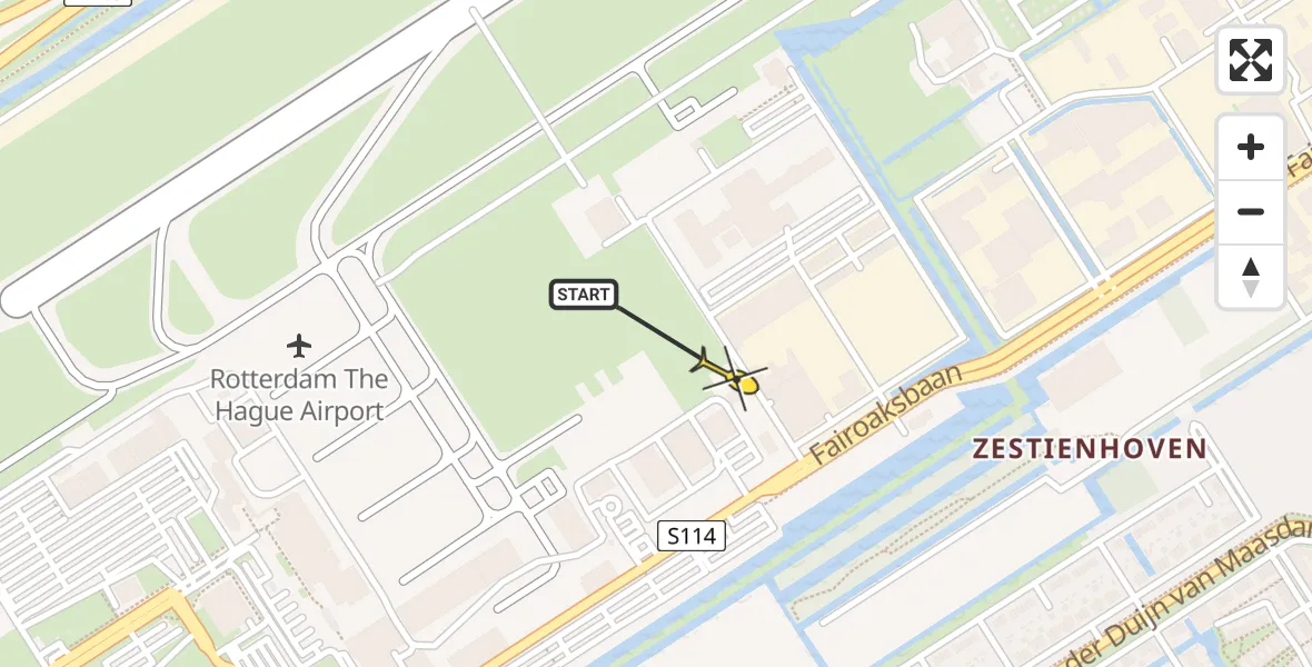 Routekaart van de vlucht: Lifeliner 2 naar Rotterdam The Hague Airport, Brandenburgbaan