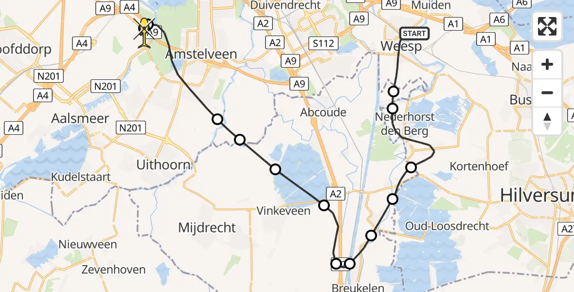 Routekaart van de vlucht: Politieheli naar Schiphol, Blomstraat