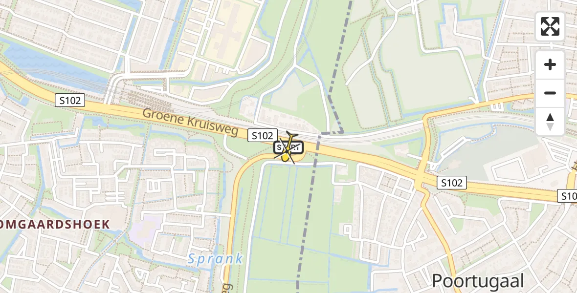 Routekaart van de vlucht: Lifeliner 2 naar Hoogvliet, Groene Kruisweg