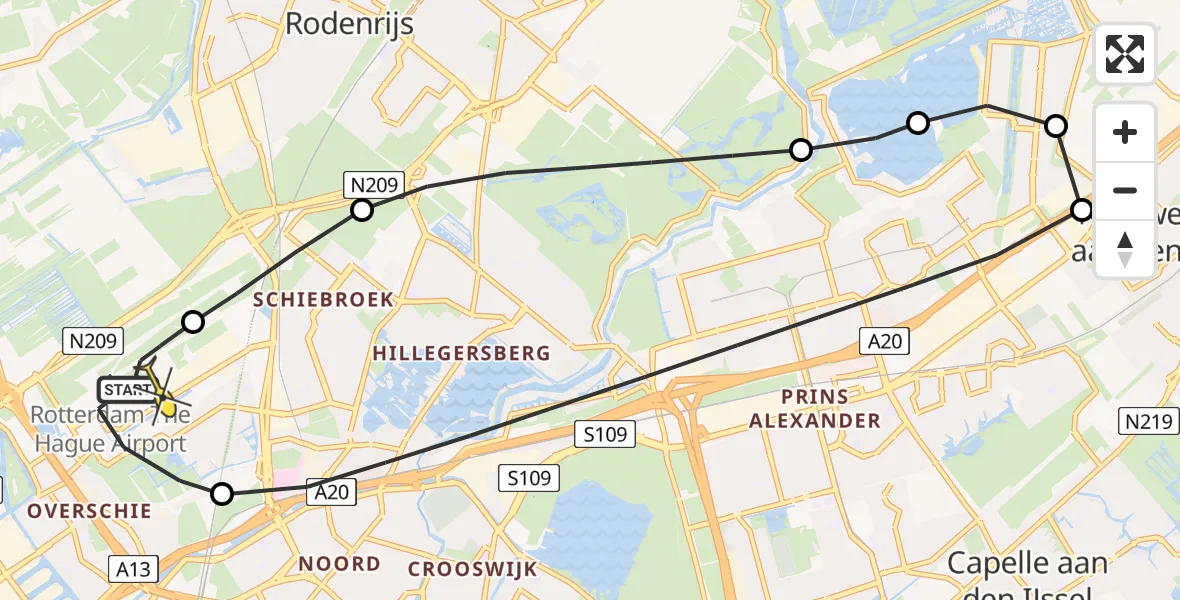 Routekaart van de vlucht: Lifeliner 2 naar Rotterdam The Hague Airport, Terletweg