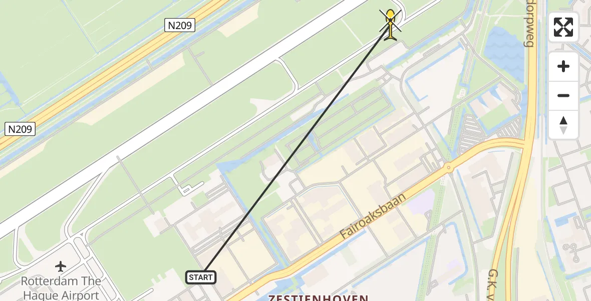 Routekaart van de vlucht: Lifeliner 2 naar Rotterdam The Hague Airport, Bovendijk
