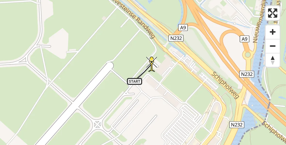 Vluchtroute Politiehelikopter van Schiphol naar Schiphol