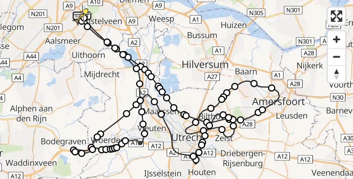 Routekaart van de vlucht: Politieheli naar Schiphol, Mr. Jac. Takkade
