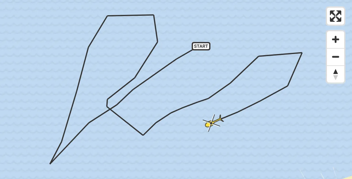 Routekaart van de vlucht: Kustwachthelikopter naar 