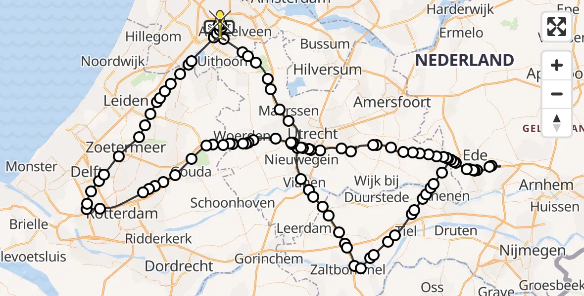 Routekaart van de vlucht: Politieheli naar Schiphol, Thermiekstraat