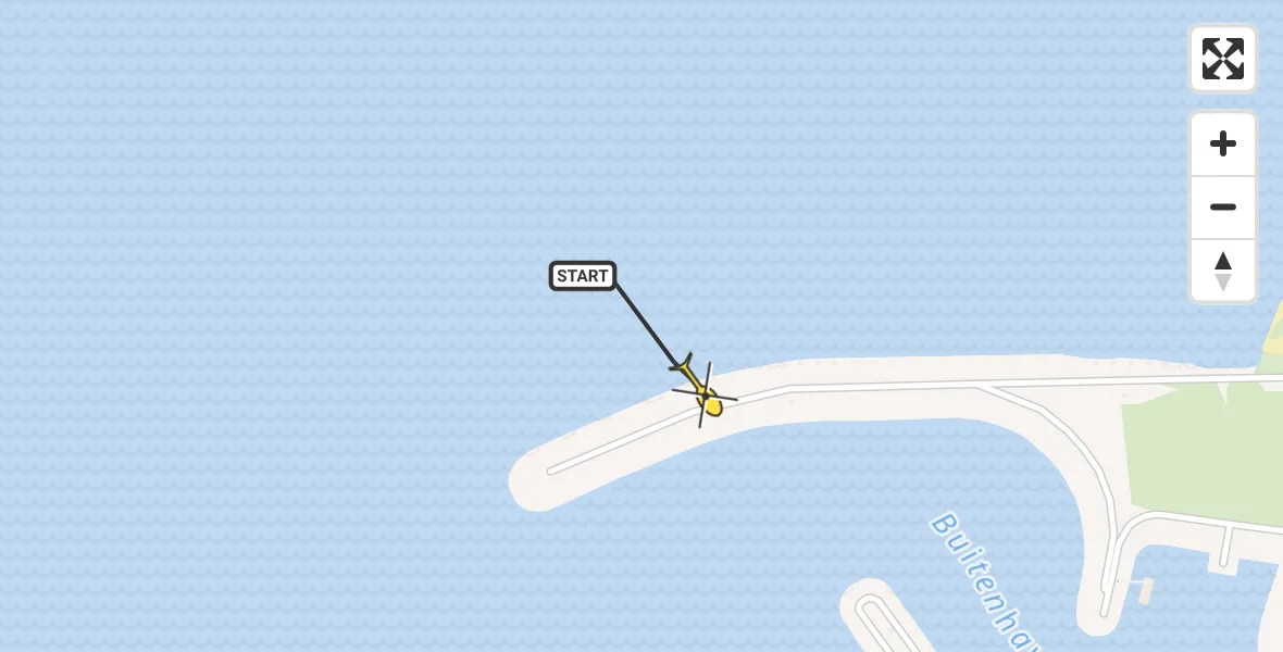 Routekaart van de vlucht: Kustwachthelikopter naar Vrouwenpolder, Noordelijke Pier