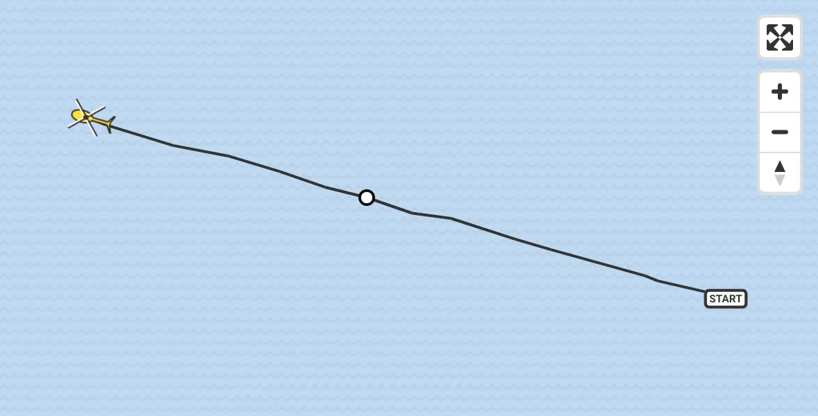 Routekaart van de vlucht: Kustwachthelikopter naar Westgat