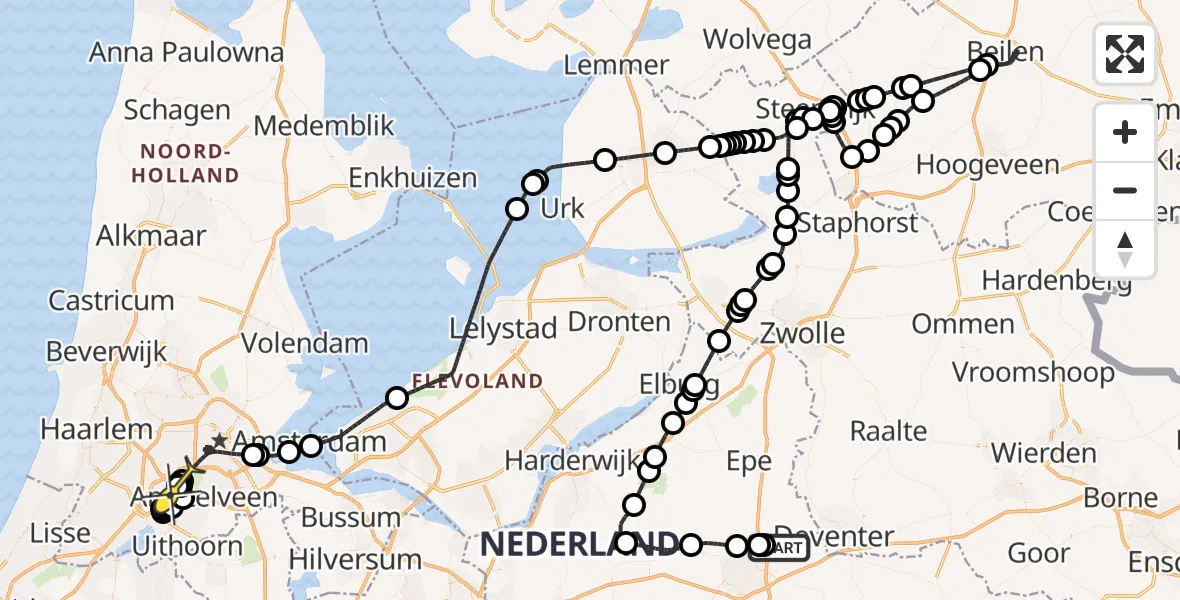 Routekaart van de vlucht: Politiehelikopter naar Schiphol, Lochemsestraat