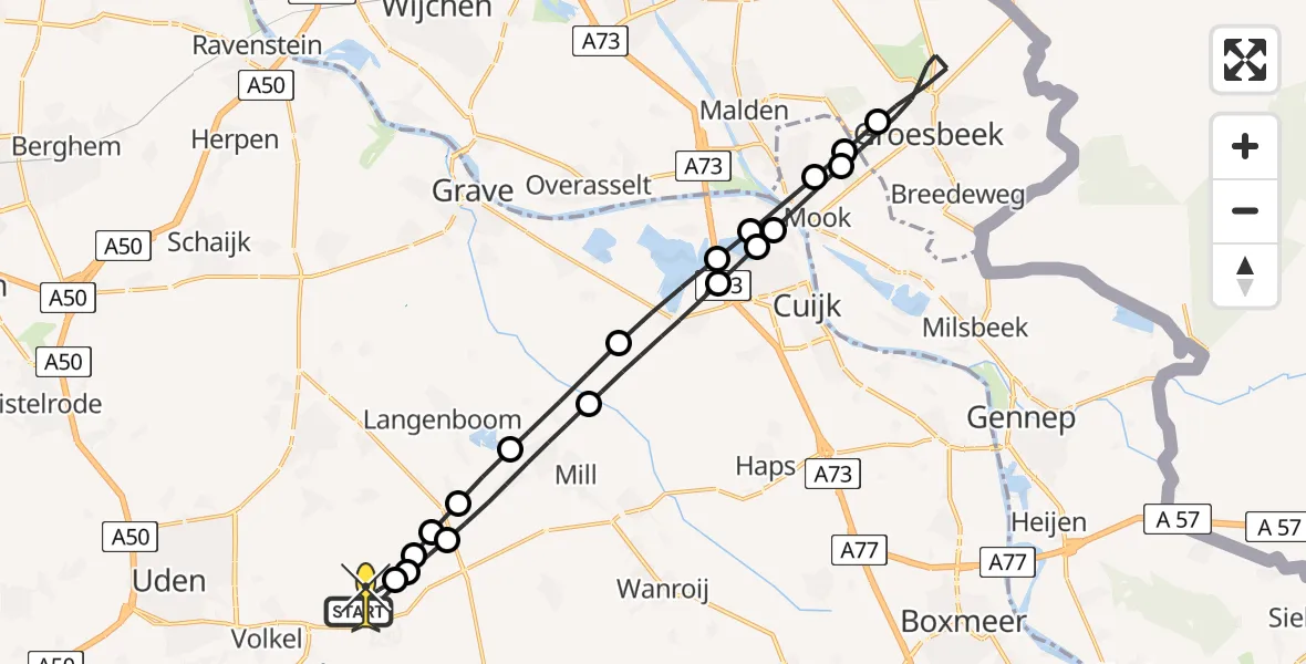 Routekaart van de vlucht: Lifeliner 3 naar Vliegbasis Volkel, Nieuwedijk