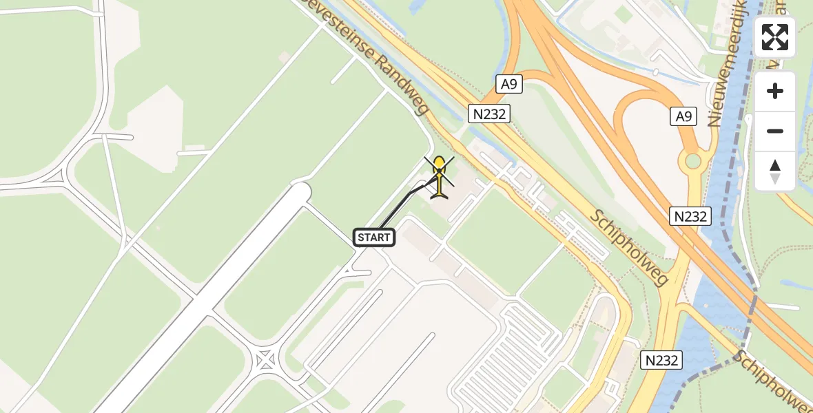Routekaart van de vlucht: Politieheli naar Schiphol, Walaardt Sacréstraat