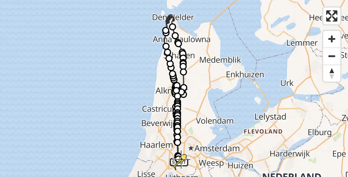 Routekaart van de vlucht: Politieheli naar Schiphol, Loevesteinse Randweg