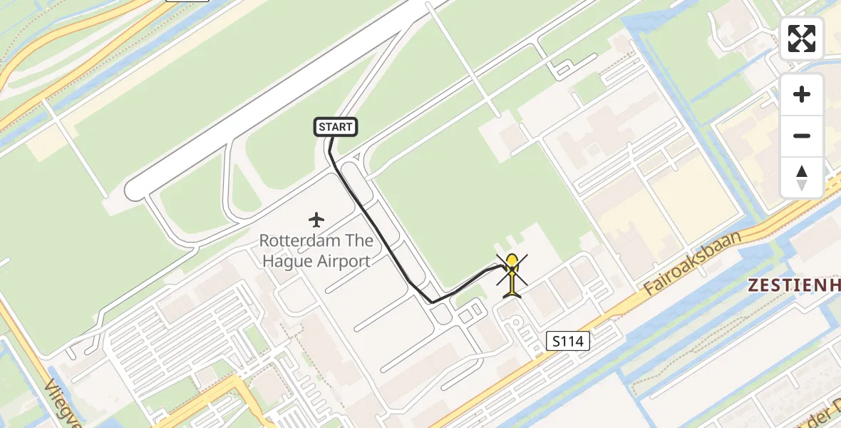 Routekaart van de vlucht: Kustwachthelikopter naar Rotterdam The Hague Airport, Fornebubaan