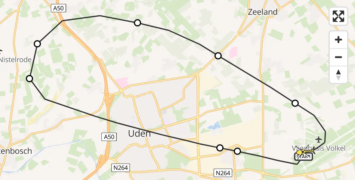 Routekaart van de vlucht: Lifeliner 3 naar Vliegbasis Volkel, Venstraat