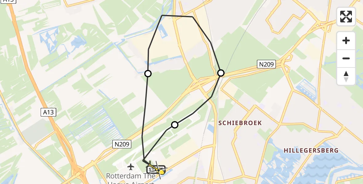 Routekaart van de vlucht: Lifeliner 2 naar Rotterdam The Hague Airport, Oude Bovendijk