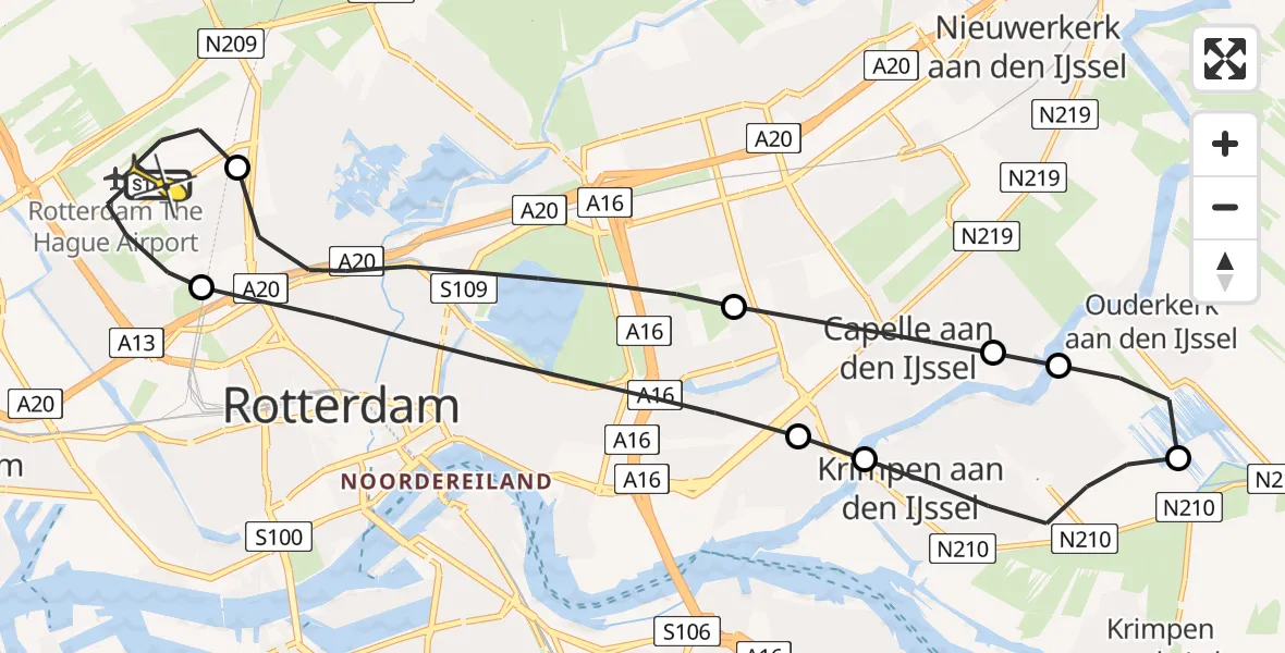 Routekaart van de vlucht: Lifeliner 2 naar Rotterdam The Hague Airport, Van der Duijn van Maasdamweg
