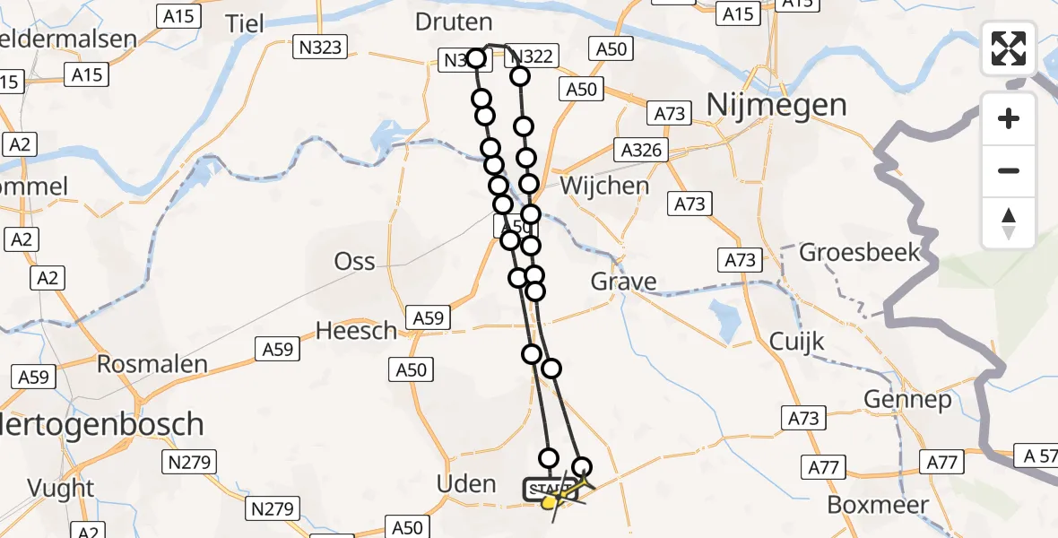 Routekaart van de vlucht: Lifeliner 3 naar Vliegbasis Volkel, Achter-Oventje
