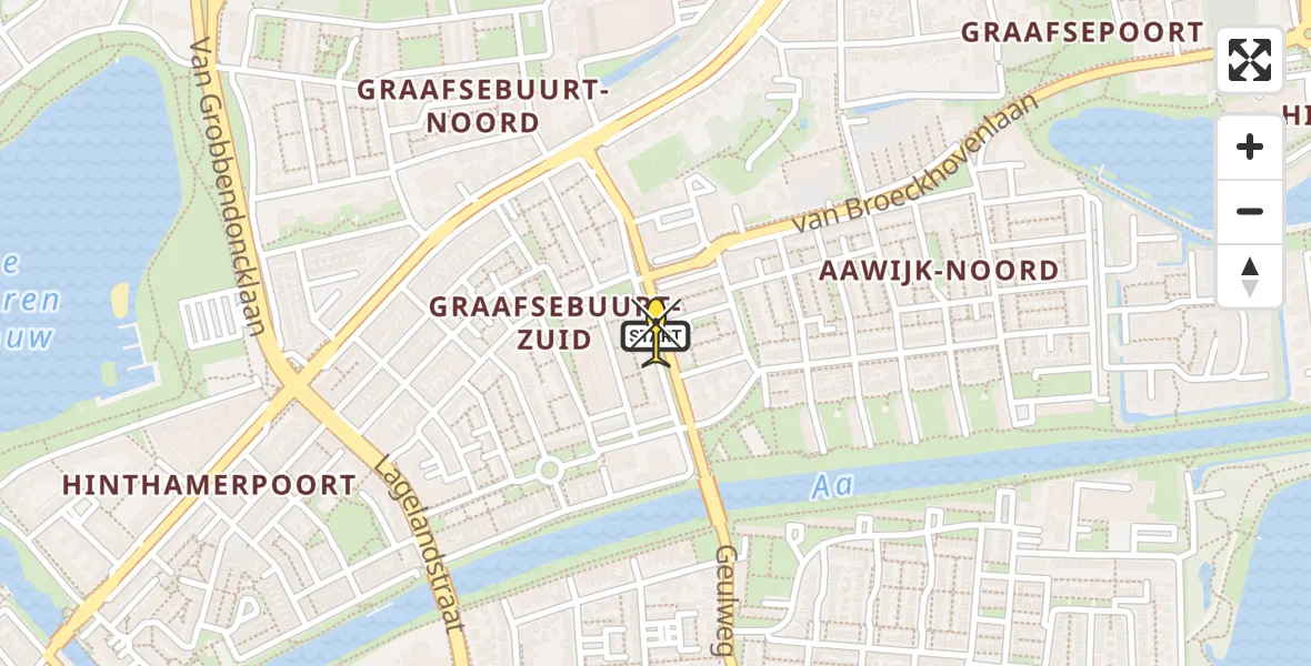 Routekaart van de vlucht: Lifeliner 2 naar 's-Hertogenbosch, Dr. Poelsstraat