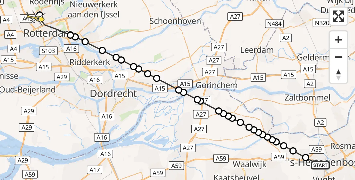 Routekaart van de vlucht: Lifeliner 2 naar Rotterdam The Hague Airport, Deutersestraat