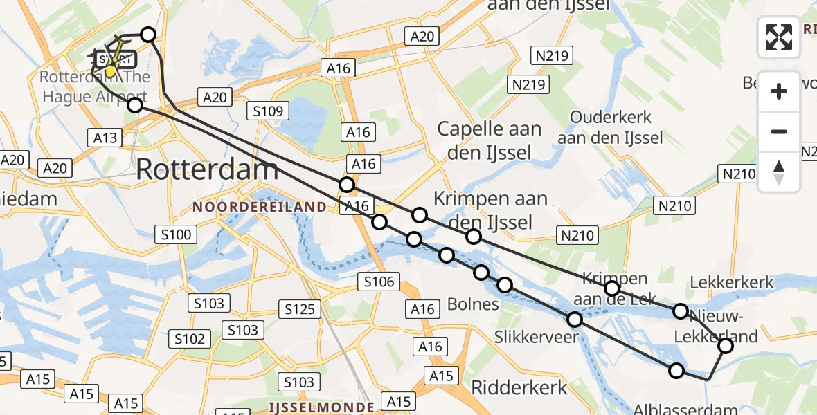 Routekaart van de vlucht: Lifeliner 2 naar Rotterdam The Hague Airport, Tegelplaats