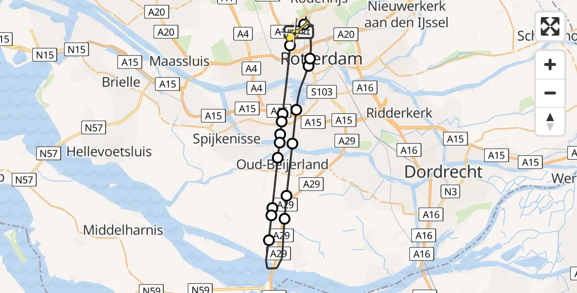 Routekaart van de vlucht: Lifeliner 2 naar Rotterdam The Hague Airport, Brandenburgbaan
