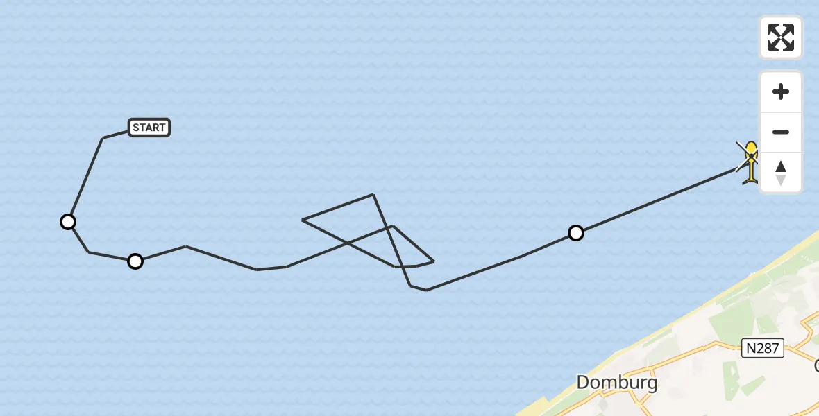 Routekaart van de vlucht: Kustwachthelikopter naar 