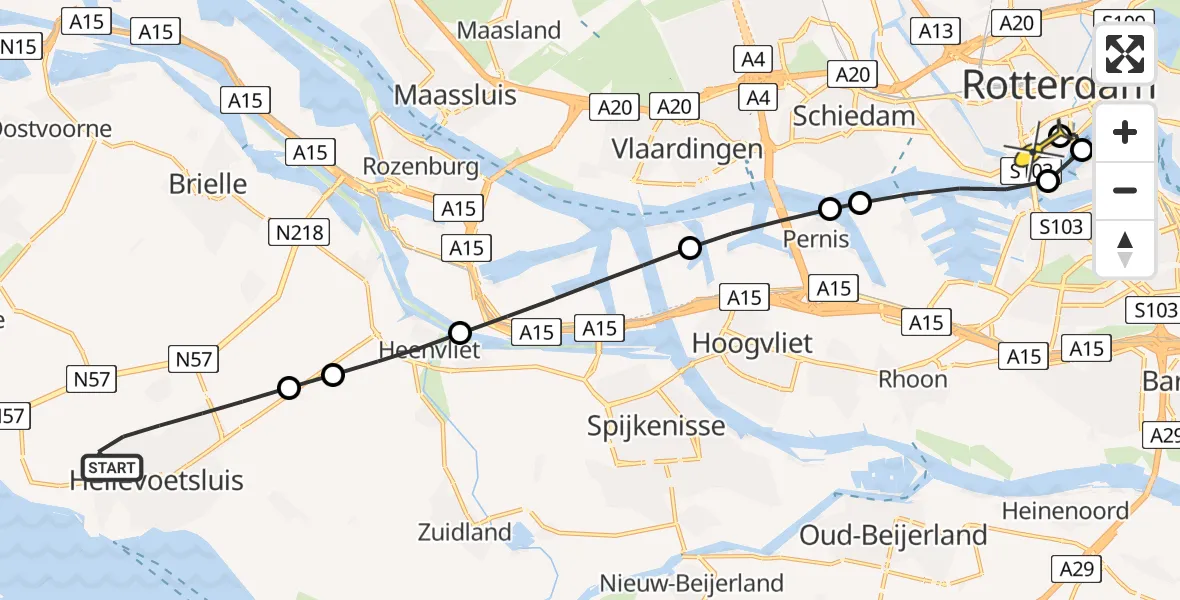 Routekaart van de vlucht: Lifeliner 2 naar Erasmus MC, Hoofdwatering