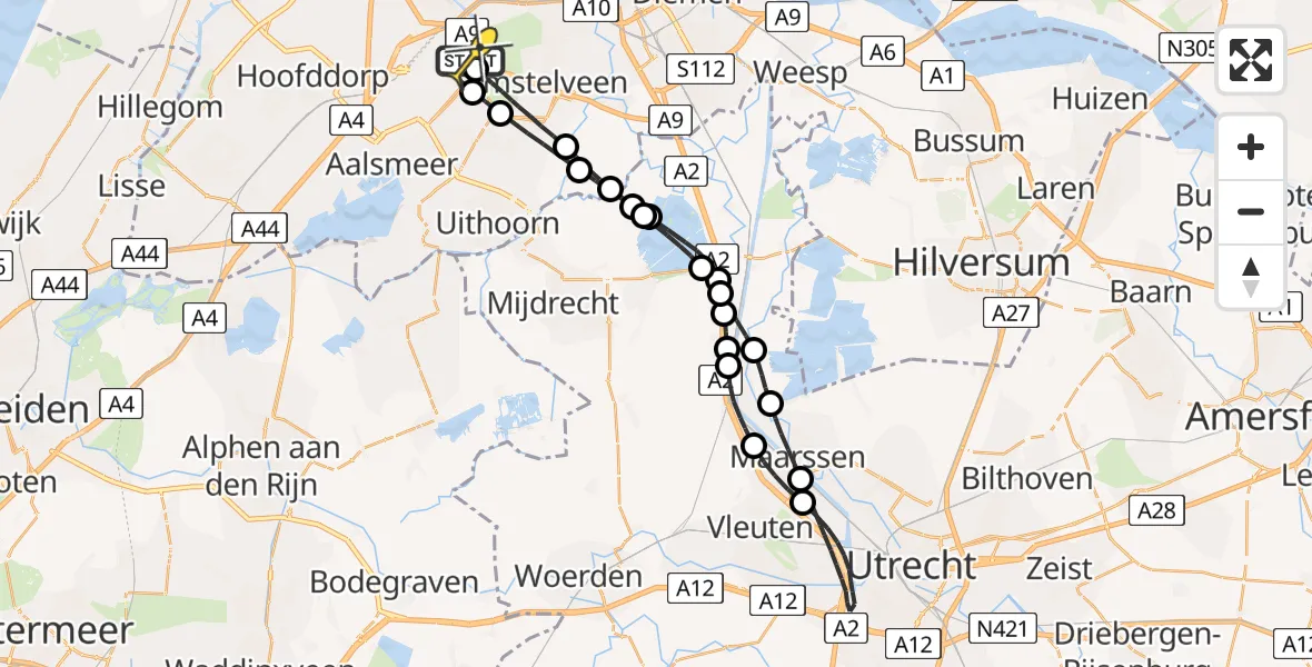 Routekaart van de vlucht: Politieheli naar Schiphol, Van Weerden-Poelmanweg
