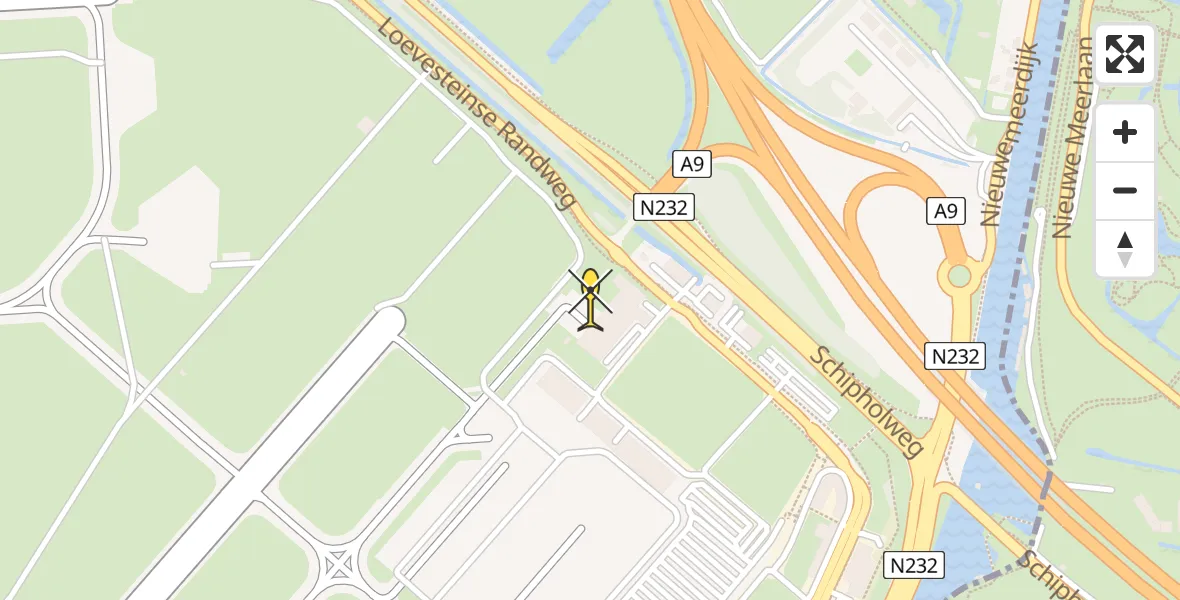 Routekaart van de vlucht: Politieheli naar Schiphol