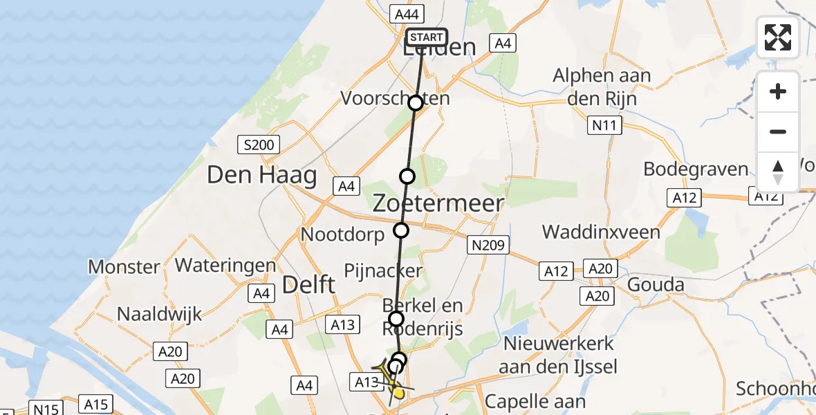 Routekaart van de vlucht: Lifeliner 2 naar Rotterdam The Hague Airport, Haagweg