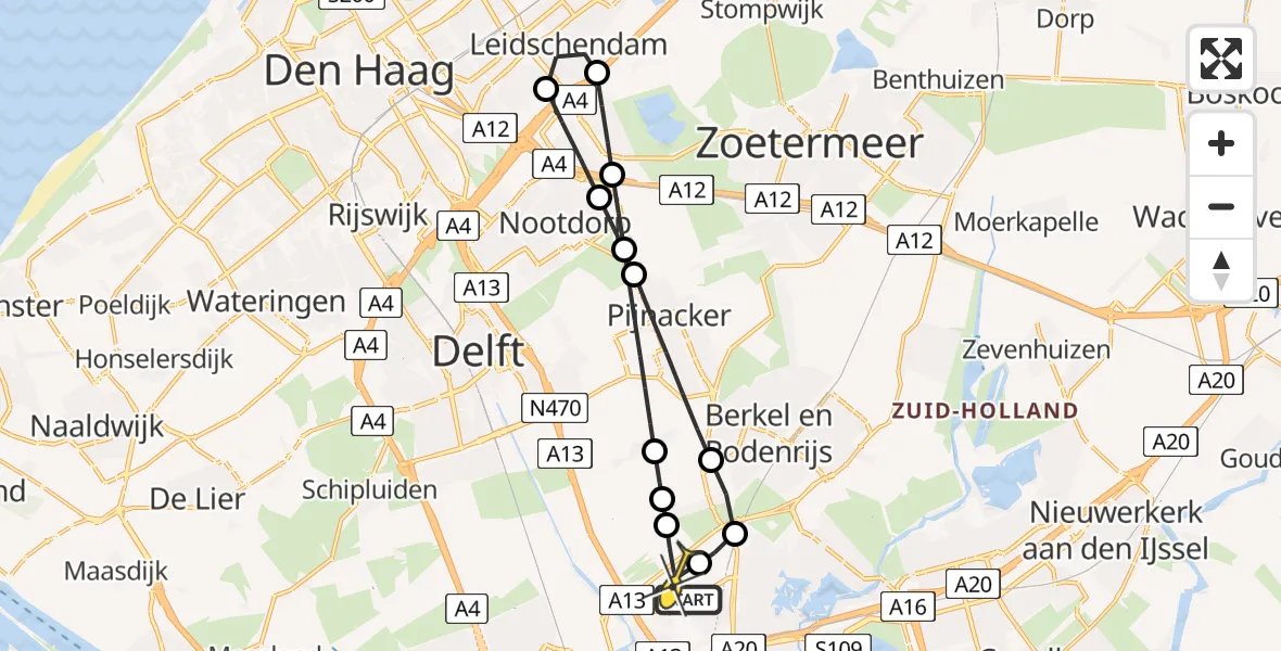Routekaart van de vlucht: Lifeliner 2 naar Rotterdam The Hague Airport, A16 Rotterdam