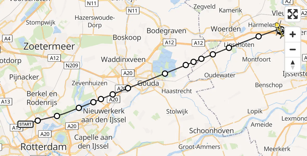Routekaart van de vlucht: Lifeliner 2 naar Harmelen, Brandenburgbaan
