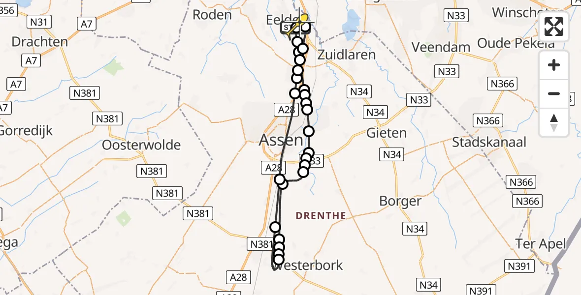 Routekaart van de vlucht: Lifeliner 4 naar Groningen Airport Eelde, Bolhuisgat
