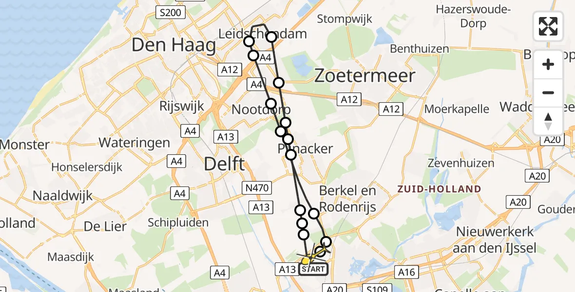 Routekaart van de vlucht: Lifeliner 2 naar Rotterdam The Hague Airport, A16 Rotterdam
