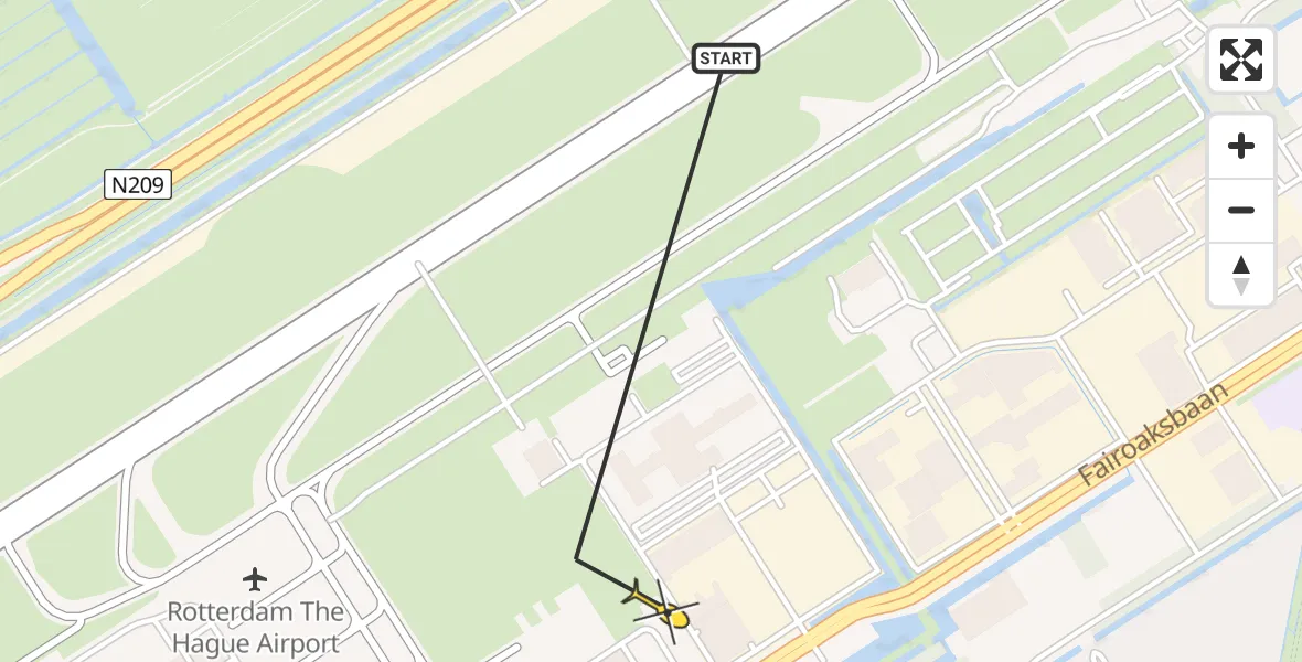 Routekaart van de vlucht: Lifeliner 2 naar Rotterdam The Hague Airport, Brandenburgbaan